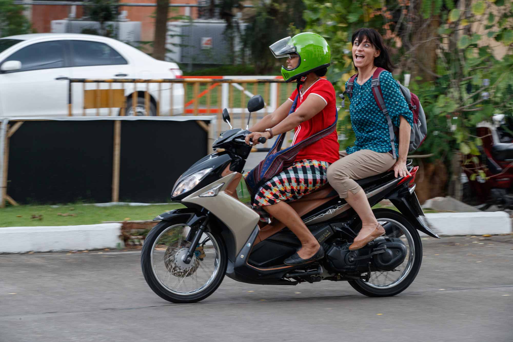 motorcycle ride through busy city street