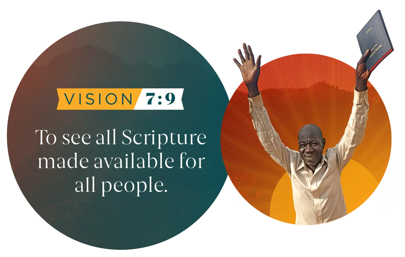 Vision 7:9 and man raising hands